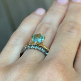 2.15ct Round Teal Nigerian Sapphire Scallop Cup Solitaire in 18k Yellow Gold