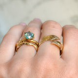 2.15ct Round Teal Nigerian Sapphire Scallop Cup Solitaire in 18k Yellow Gold