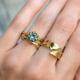 2.15ct Round Teal Nigerian Sapphire Scallop Cup Solitaire in 18k Yellow Gold