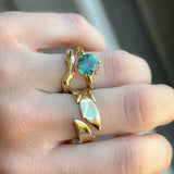 2.15ct Round Teal Nigerian Sapphire Scallop Cup Solitaire in 18k Yellow Gold