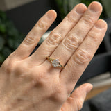 1.18ct Natural Canadian Pear Modern "Antique Cut" Diamond Low Profile Six Prong Split Shank Solitaire in 14k Yellow Gold