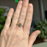 1.20ct Oval Brilliant Teal Montana Sapphire and Princess Cut Diamond Rapids Low Profile Ring in 14k Yellow Gold