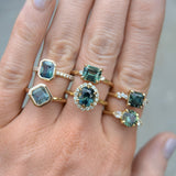 2.38ct Untreated Oval Parti Sapphire Antique-Style Diamond Halo Ring in 18k Yellow Gold