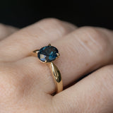 2.04ct Oval Untreated Nigerian Sapphire Low Profile 4 Prong Tapered Solitaire in 14k Yellow Gold