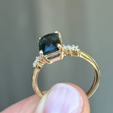 3.07ct Multicolor Teal and Purple Radiant Cut Sapphire and Diamond ring in 14k Yellow Gold