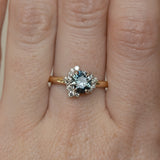 1.37ct Midnight Purple-Blue Montana Sapphire Oval and Diamond Asymmetrical Cluster Ring in Two Tone 18k Yellow and Platinum