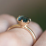 2.48ct Oval Teal Madagascar Sapphire Scallop Cup Solitaire in 14k Yellow Gold