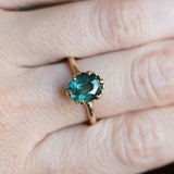 2.48ct Oval Teal Madagascar Sapphire Scallop Cup Solitaire in 14k Yellow Gold