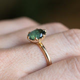 2.48ct Oval Teal Madagascar Sapphire Scallop Cup Solitaire in 14k Yellow Gold