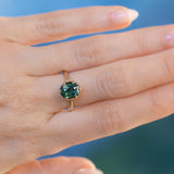 2.48ct Oval Teal Madagascar Sapphire Scallop Cup Solitaire in 14k Yellow Gold