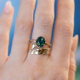 2.48ct Oval Teal Madagascar Sapphire Scallop Cup Solitaire in 14k Yellow Gold