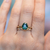 2.48ct Oval Teal Madagascar Sapphire Scallop Cup Solitaire in 14k Yellow Gold