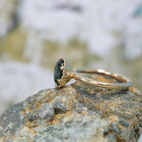 2.48ct Oval Teal Madagascar Sapphire Scallop Cup Solitaire in 14k Yellow Gold