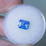 1.75CT EMERALD CUT MADAGASCAR SAPPHIRE, SILKY OPALESCENT PERIWINKLE BLUE, 7.74X6X3.91MM