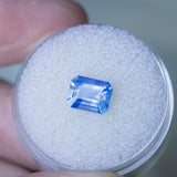 1.75CT EMERALD CUT MADAGASCAR SAPPHIRE, SILKY OPALESCENT PERIWINKLE BLUE, 7.74X6X3.91MM