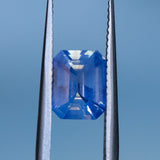 1.75CT EMERALD CUT MADAGASCAR SAPPHIRE, SILKY OPALESCENT PERIWINKLE BLUE, 7.74X6X3.91MM