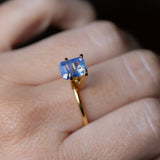 1.75CT EMERALD CUT MADAGASCAR SAPPHIRE, SILKY OPALESCENT PERIWINKLE BLUE, 7.74X6X3.91MM