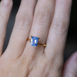 1.75CT EMERALD CUT MADAGASCAR SAPPHIRE, SILKY OPALESCENT PERIWINKLE BLUE, 7.74X6X3.91MM