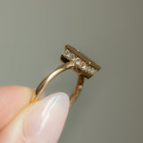 1.16ct Baguette Cut Untreated Nigerian Green Sapphire Low Profile Bezel Hidden Halo Solitaire Ring in 14k Yellow Gold