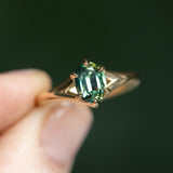 1.60ct Oval Australian Parti Sapphire Low Profile Six Prong Split Shank Solitaire in 14k Yellow Gold