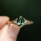 1.60ct Oval Australian Parti Sapphire Low Profile Six Prong Split Shank Solitaire in 14k Yellow Gold