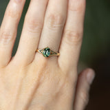 1.60ct Oval Australian Parti Sapphire Low Profile Six Prong Split Shank Solitaire in 14k Yellow Gold