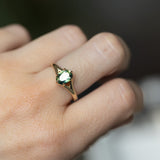 1.60ct Oval Australian Parti Sapphire Low Profile Six Prong Split Shank Solitaire in 14k Yellow Gold