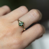 1.60ct Oval Australian Parti Sapphire Low Profile Six Prong Split Shank Solitaire in 14k Yellow Gold