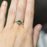 1.60ct Oval Australian Parti Sapphire Low Profile Six Prong Split Shank Solitaire in 14k Yellow Gold