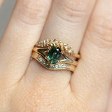 1.60ct Oval Australian Parti Sapphire Low Profile Six Prong Split Shank Solitaire in 14k Yellow Gold