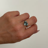 3.14CT BRILLIANT HEART MONTANA SAPPHIRE, AQUA BLUE GREEN, 9.14X4.98MM, UNTREATED