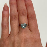 3.14CT BRILLIANT HEART MONTANA SAPPHIRE, AQUA BLUE GREEN, 9.14X4.98MM, UNTREATED