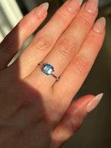2.03CT EMERALD CUT MONTANA SAPPHIRE, BI-COLOR PARTI ROYAL BLUE WHITE, 6.90X5.68X4.73MM