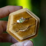 1.85ct Round Montana Sapphire Marquise Diamond Cluster Ring in 14k Yellow Gold