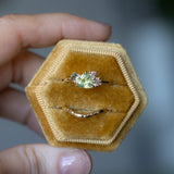 1.85ct Round Montana Sapphire Marquise Diamond Cluster Ring in 14k Yellow Gold