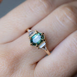 1.77ct Elongated Hexagon and Trillion Salt and Pepper Diamond Low Profile Ring in 14k Yellow Gold