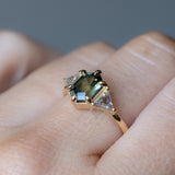 1.77ct Elongated Hexagon and Trillion Salt and Pepper Diamond Low Profile Ring in 14k Yellow Gold