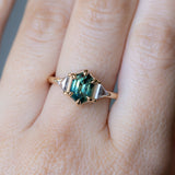 1.77ct Elongated Hexagon and Trillion Salt and Pepper Diamond Low Profile Ring in 14k Yellow Gold