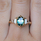 1.77ct Elongated Hexagon and Trillion Salt and Pepper Diamond Low Profile Ring in 14k Yellow Gold