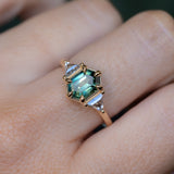 1.77ct Elongated Hexagon and Trillion Salt and Pepper Diamond Low Profile Ring in 14k Yellow Gold