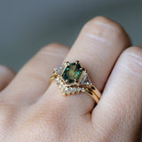 1.77ct Elongated Hexagon and Trillion Salt and Pepper Diamond Low Profile Ring in 14k Yellow Gold