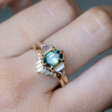 1.77ct Elongated Hexagon and Trillion Salt and Pepper Diamond Low Profile Ring in 14k Yellow Gold