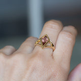1.76ct Untreated Red Mozambique Kite Sapphire Low Profile Bezel Split Shank Solitaire Ring in 18k Yellow Gold