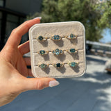 1.55ct Cushion Cut Montana Sapphire and Trillion Sapphire Antique Compass Set Low Profile Ring in 14k Yellow Gold