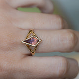 1.76ct Untreated Red Mozambique Kite Sapphire Low Profile Bezel Split Shank Solitaire Ring in 18k Yellow Gold