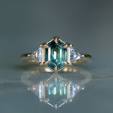 1.77ct Elongated Hexagon and Trillion Salt and Pepper Diamond Low Profile Ring in 14k Yellow Gold