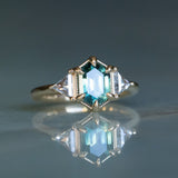 1.77ct Elongated Hexagon and Trillion Salt and Pepper Diamond Low Profile Ring in 14k Yellow Gold