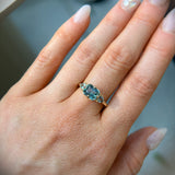 2.02ct Untreated Blue Radiant Cut Sapphire and Trillion Sapphire Antique Compass East-West Set Low Profile Ring in 14k Yellow Gold