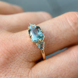 2.02ct Untreated Blue Radiant Cut Sapphire and Trillion Sapphire Antique Compass East-West Set Low Profile Ring in 14k Yellow Gold