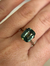 4.09CT ELONGATED CUSHION MADAGASCAR SAPPHIRE, MEDIUM TEAL GREEN, 10.28X8.09X5.01MM - APPRAISED STONE